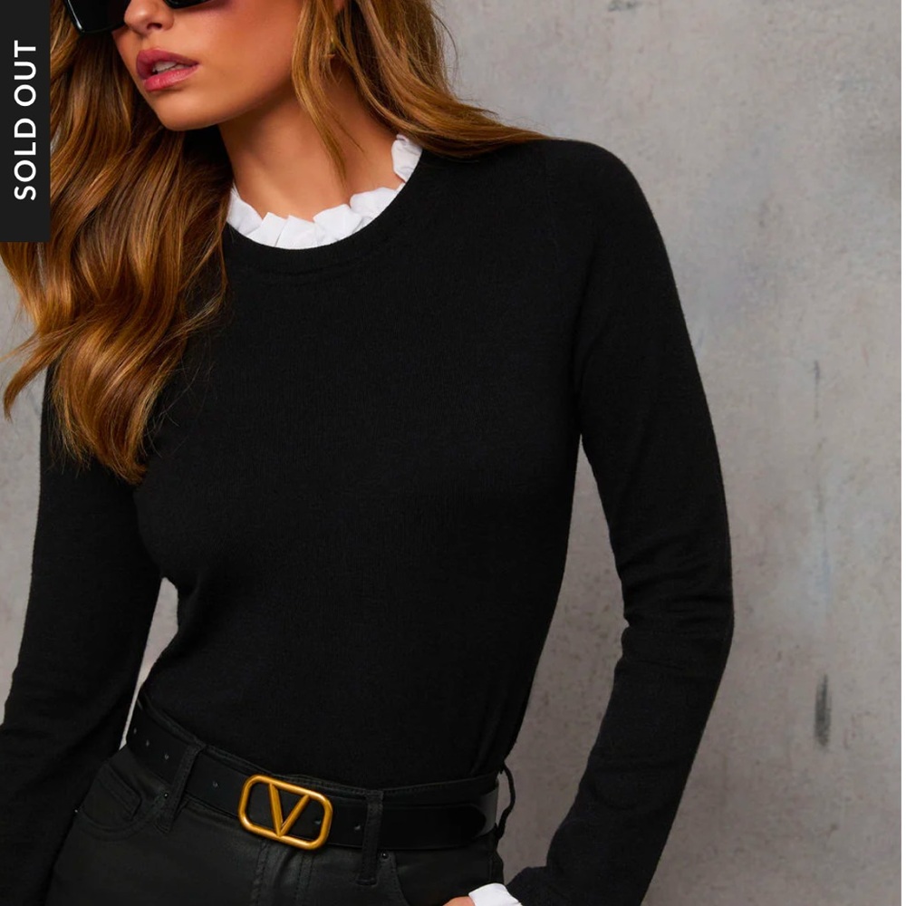 Vici France contrast ruffle sweater top
